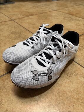 Under Armour White and Black Track Spikes